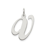 Sterling Silver Initial W Pendant, Polished Script Letter Monogram Charm for Women