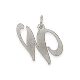 Sterling Silver Initial W Pendant Charm, Script Letter Monogram Jewelry for Women