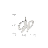 Sterling Silver Initial W Pendant Charm, Script Letter Monogram Jewelry for Women