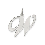 Sterling Silver Initial W Pendant Charm, Script Letter Monogram Jewelry for Women