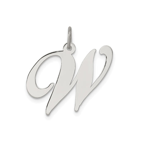 Sterling Silver Initial W Pendant Charm, Script Letter Monogram Jewelry for Women
