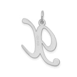 Sterling Silver Initial H Pendant, Script Letter Charm with Polished Finish for Women