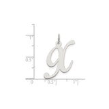 Sterling Silver Initial H Pendant, Script Letter Charm with Polished Finish for Women