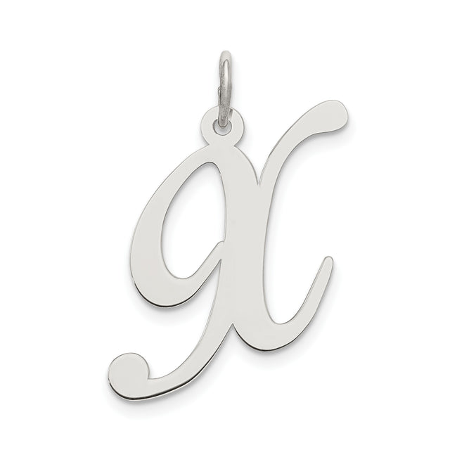 Sterling Silver Initial H Pendant, Script Letter Charm with Polished Finish for Women