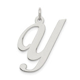 Sterling Silver Letter Y Pendant, Cursive Script Initial Charm for Women or Unisex Wear