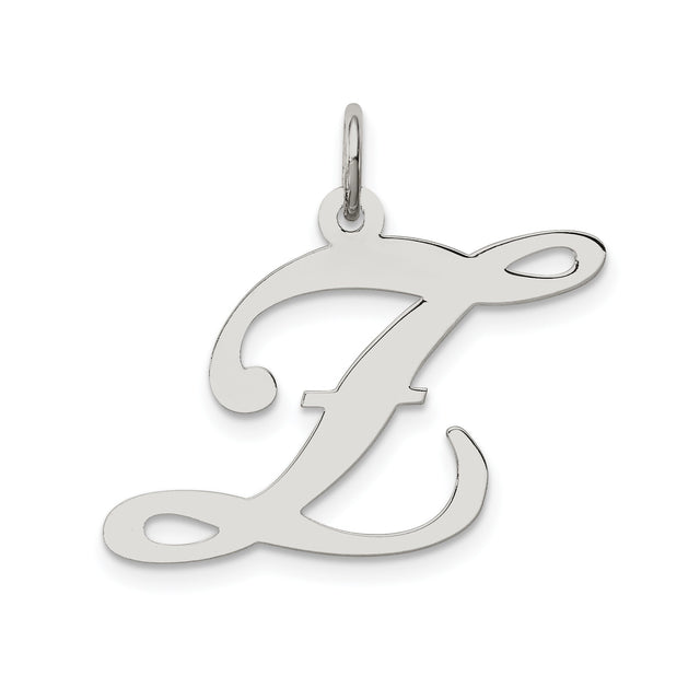 Sterling Silver Initial E Pendant, Script Letter Charm with Cursive Design for Women
