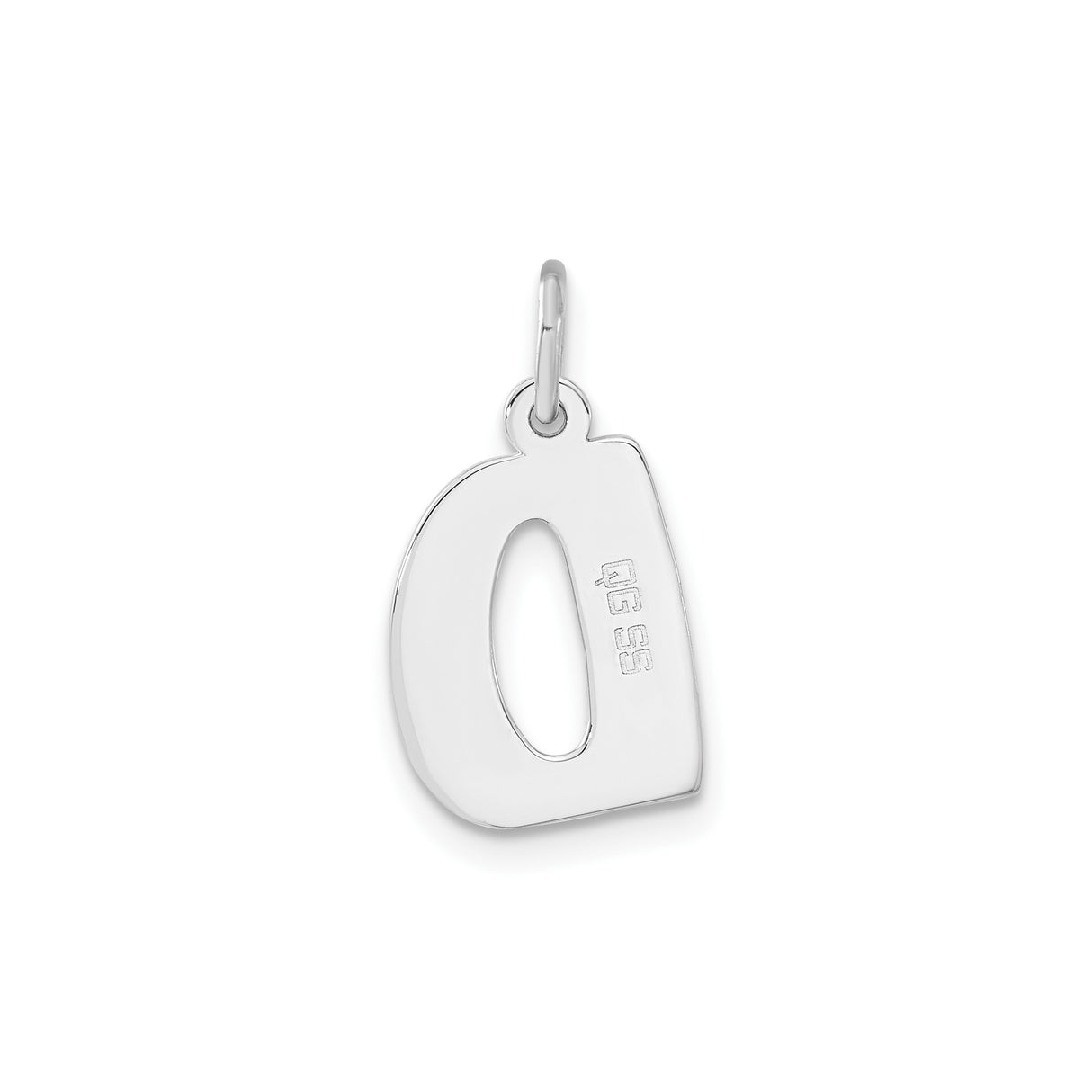 Sterling Silver Initial D Pendant, Polished Block Letter Charm, Unisex Monogram Jewelry