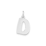 Sterling Silver Initial D Pendant, Polished Block Letter Charm, Unisex Monogram Jewelry