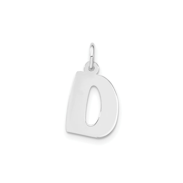 Sterling Silver Initial D Pendant, Polished Block Letter Charm, Unisex Monogram Jewelry
