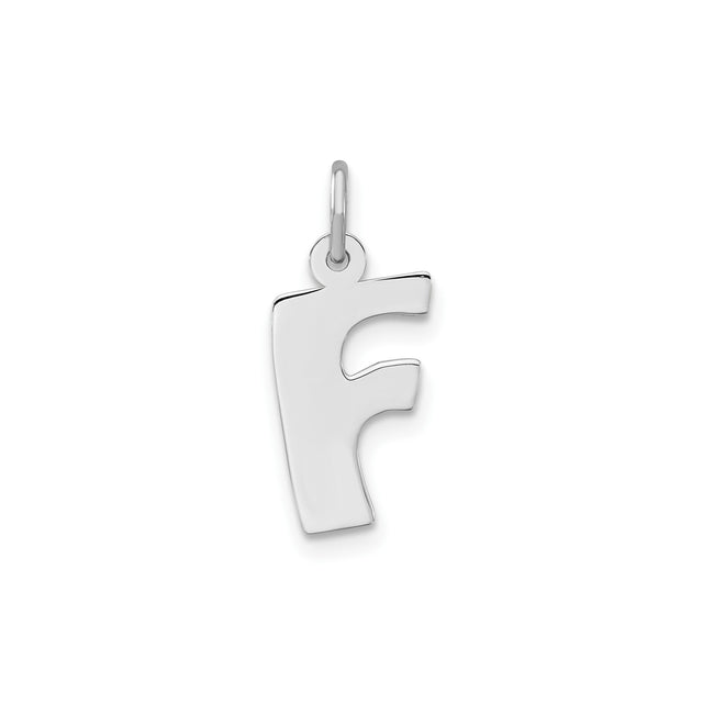 Sterling Silver Lowercase F Pendant, Polished Initial Charm, Modern Monogram Design