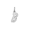 Sterling Silver Initial B Pendant, Polished Script Letter Charm for Women or Unisex Wear