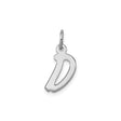 Sterling Silver Initial D Pendant Charm, Polished Script Letter Jewelry for Women or Unisex Wear