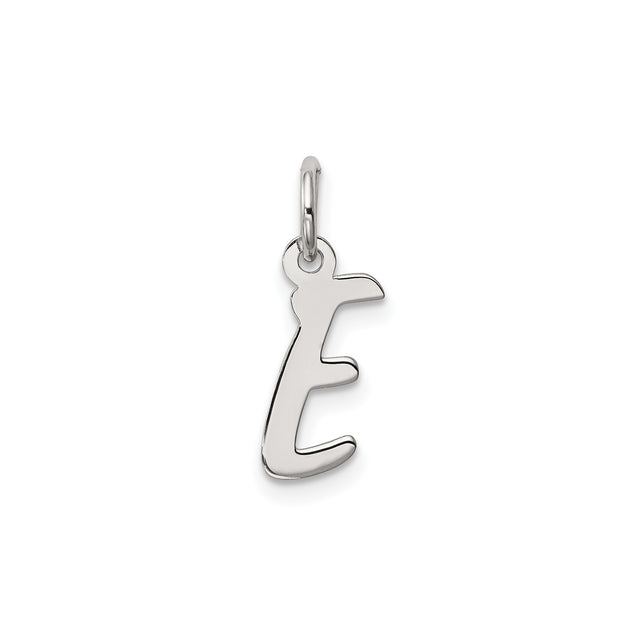 Sterling Silver Letter E Pendant Charm, Script Capital Alphabet, Monogram Style for Women or Unisex