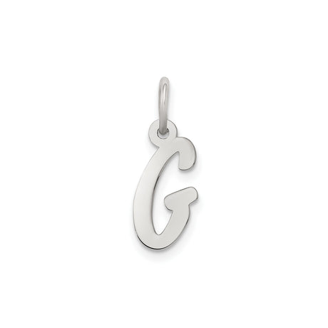 Sterling Silver Initial G Pendant Charm, Script Letter Monogram Jewelry