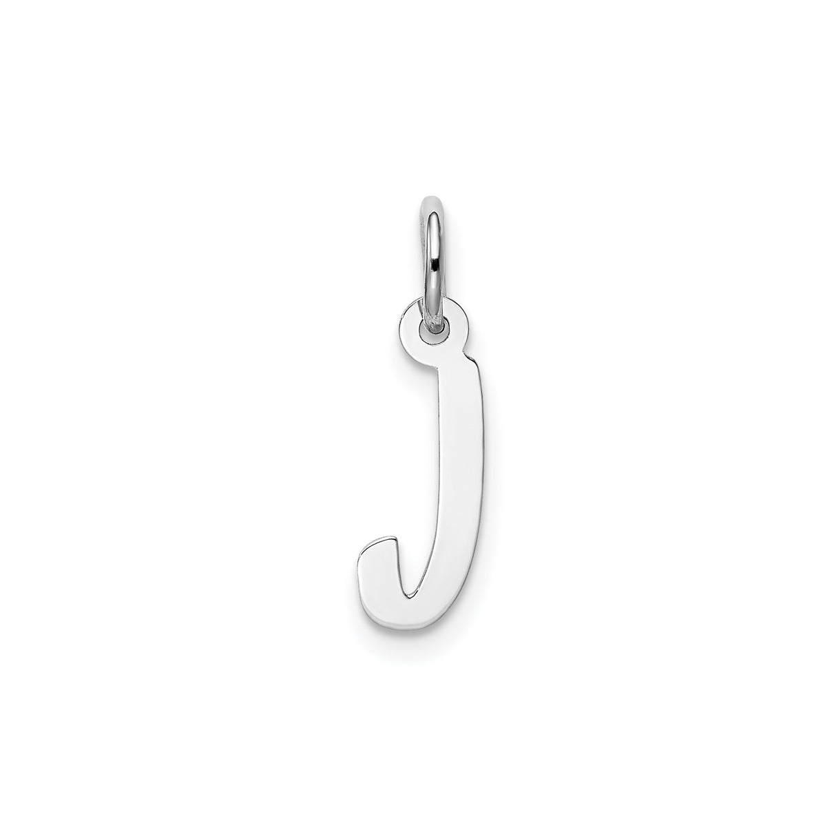 Sterling Silver Initial J Pendant, Polished Minimalist Letter Charm for Women