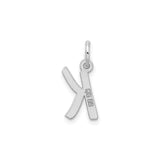 Sterling Silver Letter K Pendant, Lowercase Script Initial Charm for Women or Unisex Wear