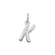 Sterling Silver Letter K Pendant, Lowercase Script Initial Charm for Women or Unisex Wear