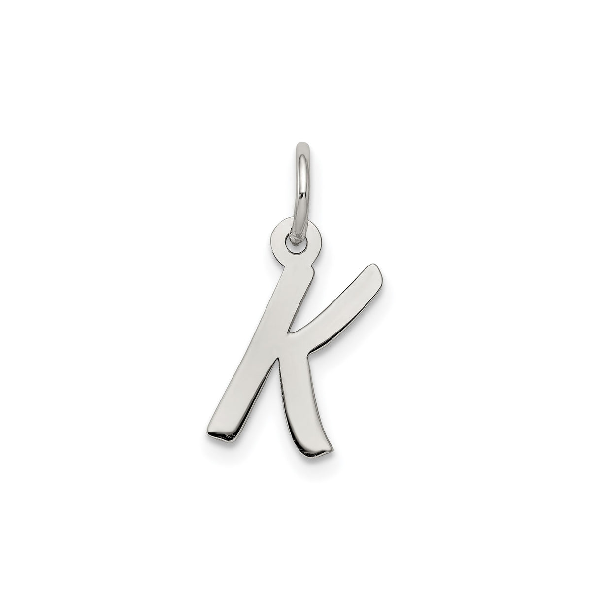 Sterling Silver Letter K Pendant, Lowercase Script Initial Charm for Women or Unisex Wear