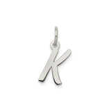 Sterling Silver Letter K Pendant, Lowercase Script Initial Charm for Women or Unisex Wear