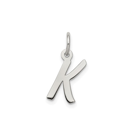 Sterling Silver Letter K Pendant, Lowercase Script Initial Charm for Women or Unisex Wear