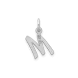 Sterling Silver Initial M Pendant Charm, Polished Script Letter, Unisex or Womens Jewelry