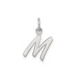 Sterling Silver Initial M Pendant Charm, Polished Script Letter, Unisex or Womens Jewelry