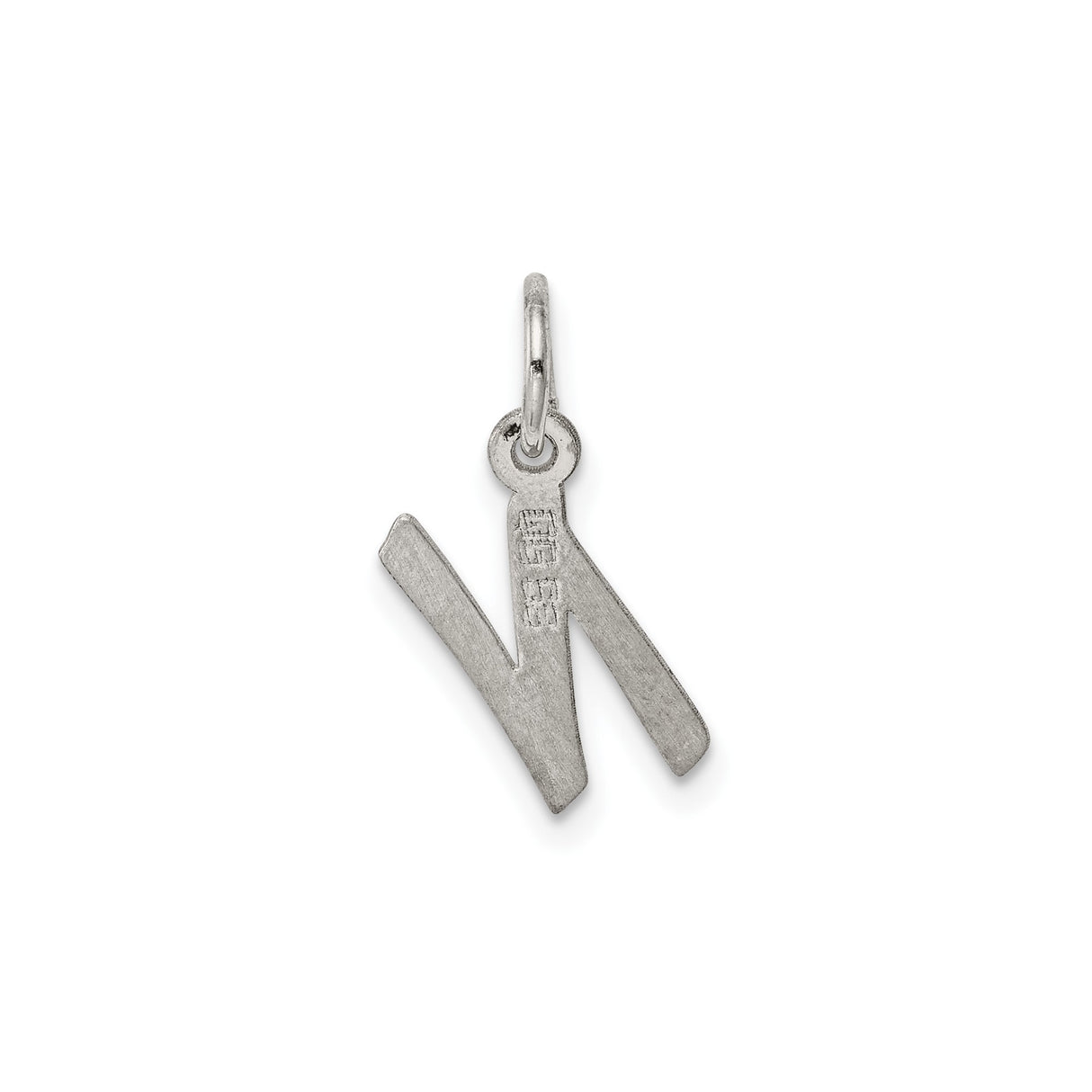 Sterling Silver N Pendant, Polished Script Letter Charm, Minimalist Monogram Jewelry for Women
