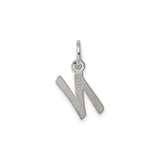 Sterling Silver N Pendant, Polished Script Letter Charm, Minimalist Monogram Jewelry for Women