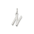 Sterling Silver N Pendant, Polished Script Letter Charm, Minimalist Monogram Jewelry for Women