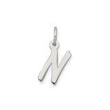 Sterling Silver N Pendant, Polished Script Letter Charm, Minimalist Monogram Jewelry for Women