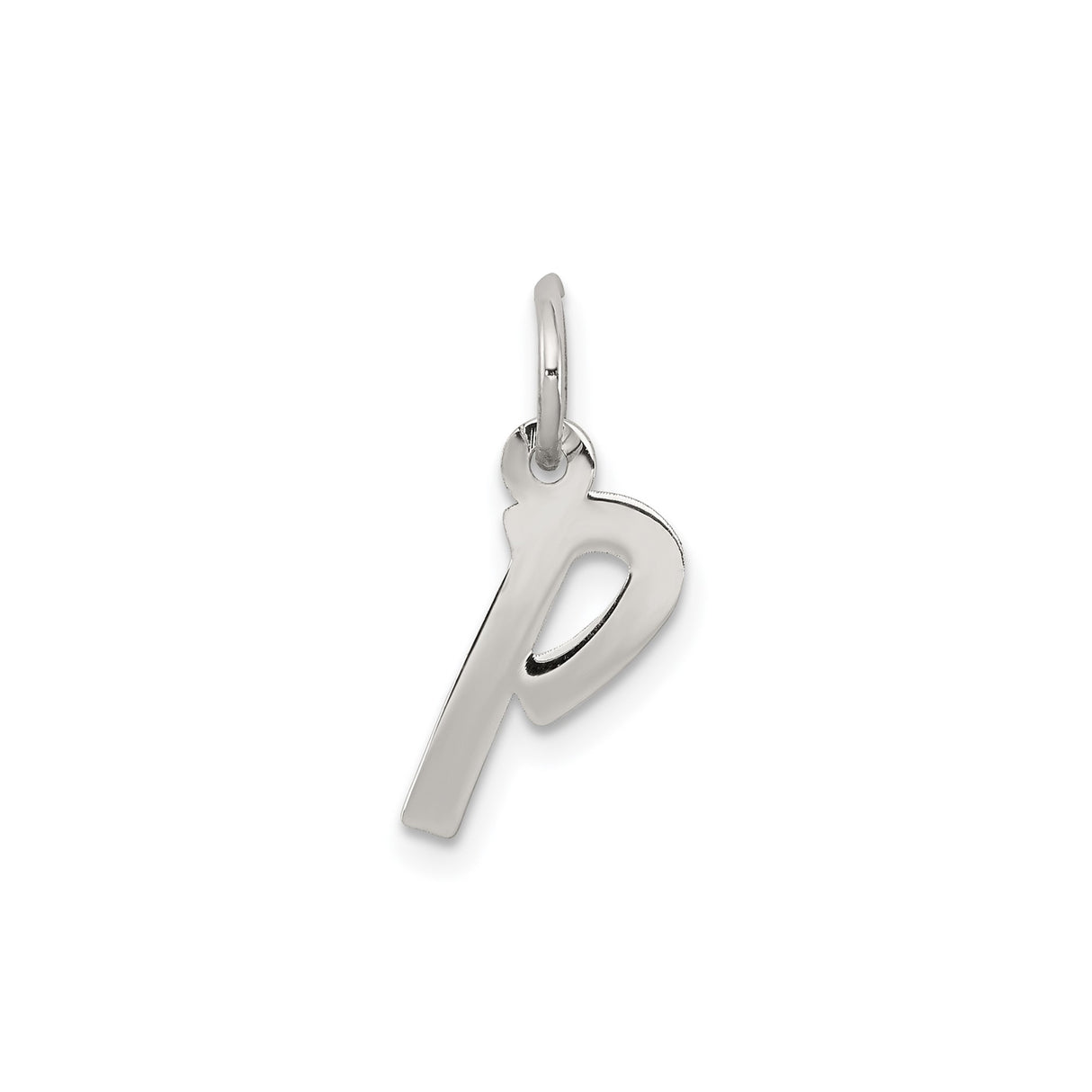 Sterling Silver Pendant, Lowercase Script Letter P Charm, Monogram Jewelry for Women or Unisex