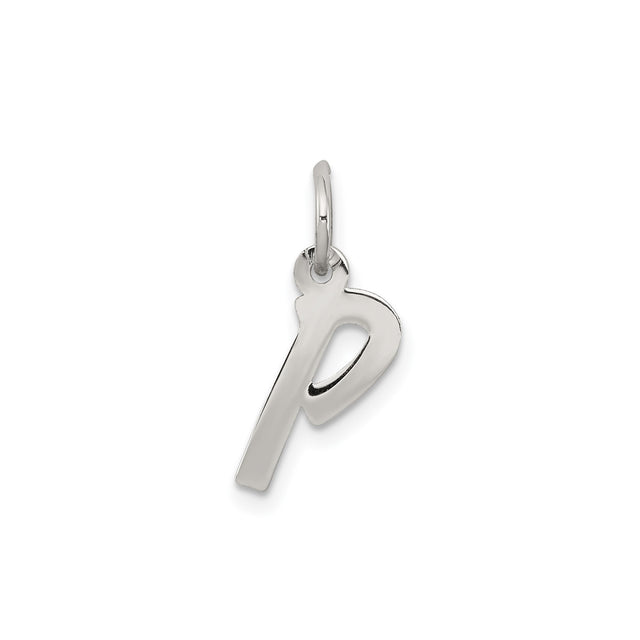 Sterling Silver Pendant, Lowercase Script Letter P Charm, Monogram Jewelry for Women or Unisex