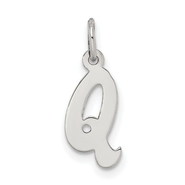 Sterling Silver Letter Q Pendant, Dainty Initial Charm, Minimalist Alphabet Jewelry
