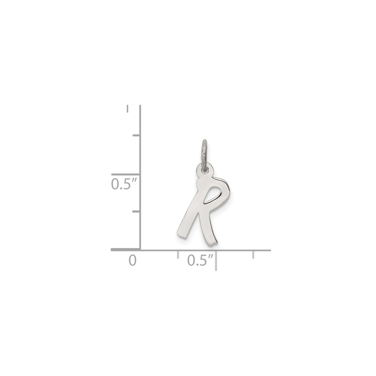 Sterling Silver Initial R Pendant Charm, Polished Script Letter, Personalized Monogram Jewelry