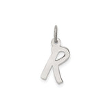 Sterling Silver Initial R Pendant Charm, Polished Script Letter, Personalized Monogram Jewelry