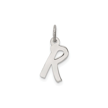 Sterling Silver Initial R Pendant Charm, Polished Script Letter, Personalized Monogram Jewelry
