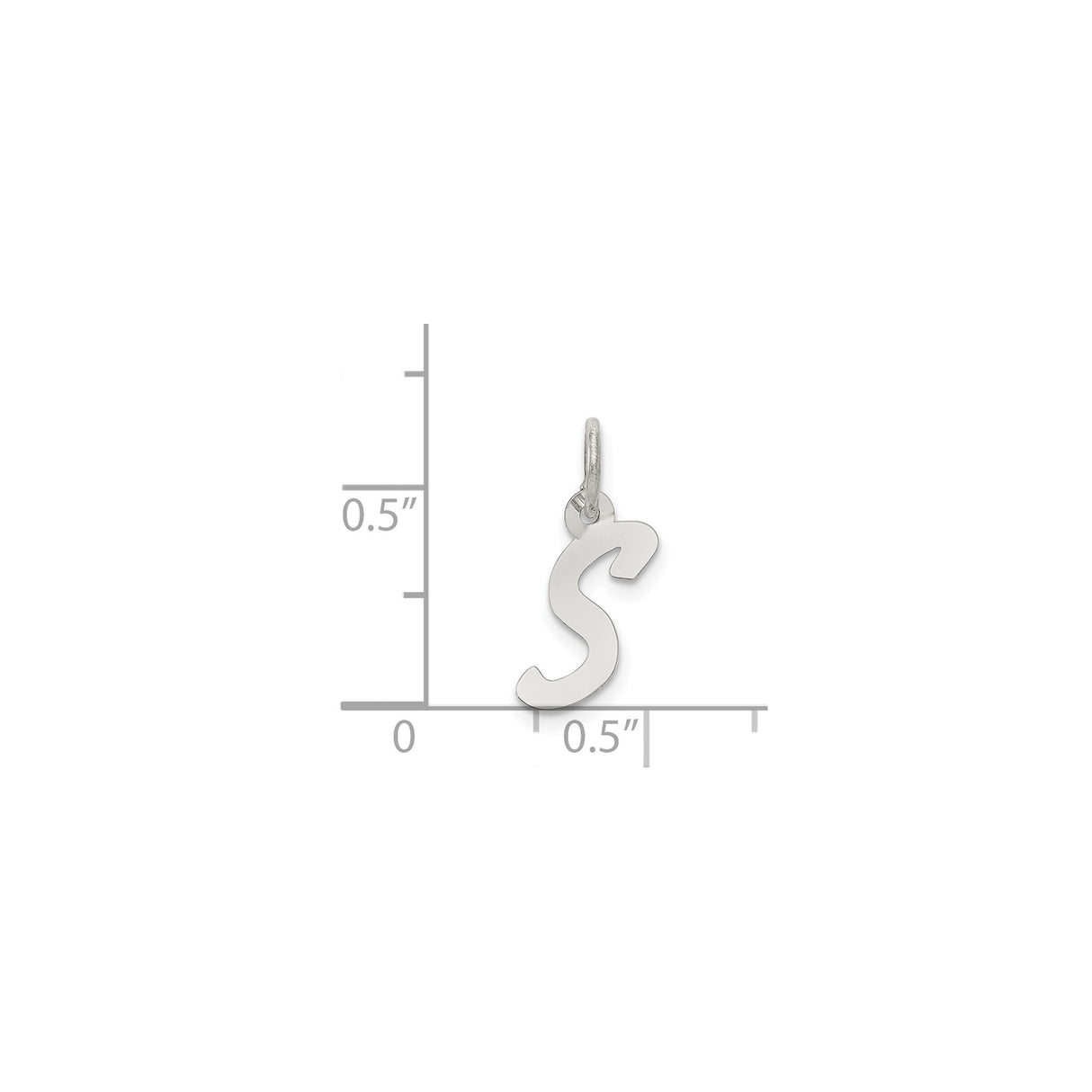 Sterling Silver Initial S Pendant Charm, Polished Block Letter Design for Women or Unisex Use