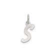 Sterling Silver Initial S Pendant Charm, Polished Block Letter Design for Women or Unisex Use