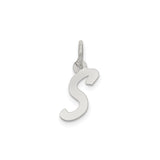 Sterling Silver Initial S Pendant Charm, Polished Block Letter Design for Women or Unisex Use