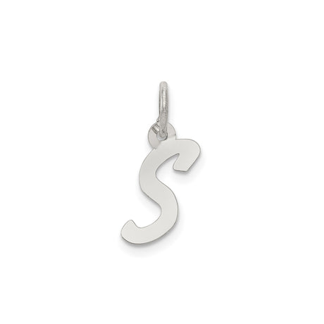 Sterling Silver Initial S Pendant Charm, Polished Block Letter Design for Women or Unisex Use