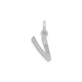 Sterling Silver Initial V Pendant, Polished Modern Letter Charm, Minimalist Monogram Jewelry