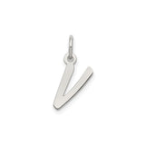 Sterling Silver Initial V Pendant, Polished Modern Letter Charm, Minimalist Monogram Jewelry
