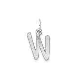 Sterling Silver Letter W Pendant, Polished Alphabet Charm, Minimalist Monogram Jewelry
