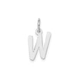 Sterling Silver Letter W Pendant, Polished Alphabet Charm, Minimalist Monogram Jewelry