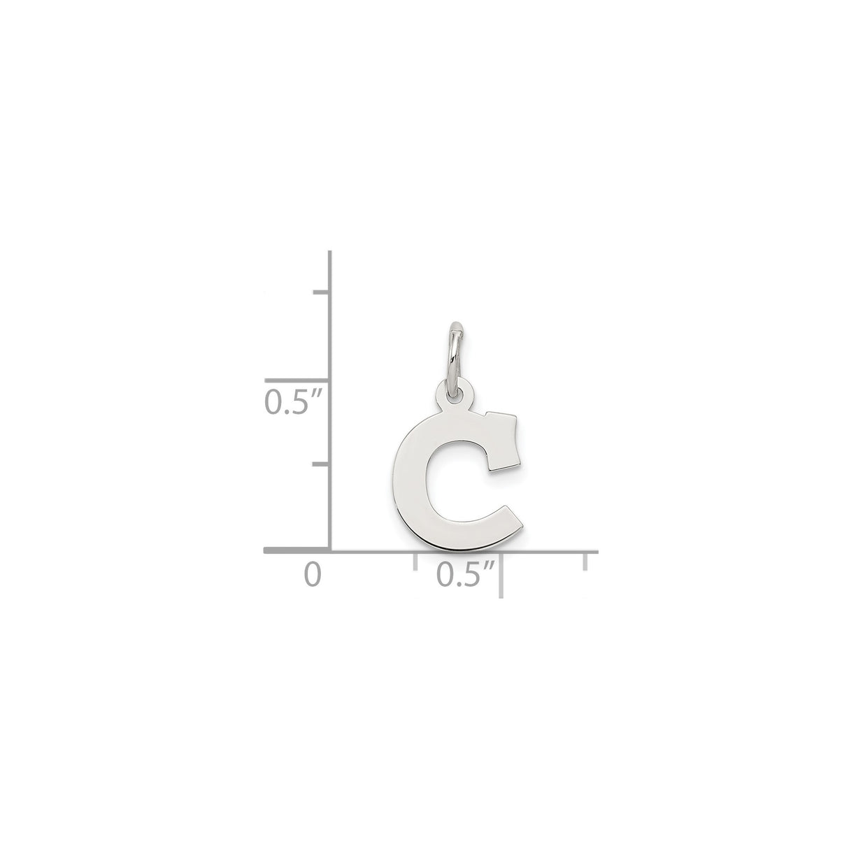 Sterling Silver Letter C Pendant Charm, Polished Block Font, Unisex Initial Jewelry