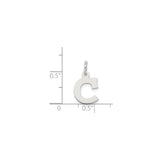 Sterling Silver Letter C Pendant Charm, Polished Block Font, Unisex Initial Jewelry
