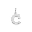 Sterling Silver Letter C Pendant Charm, Polished Block Font, Unisex Initial Jewelry
