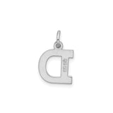 Sterling Silver Initial D Pendant Charm, Block Letter Monogram Design for Women or Unisex