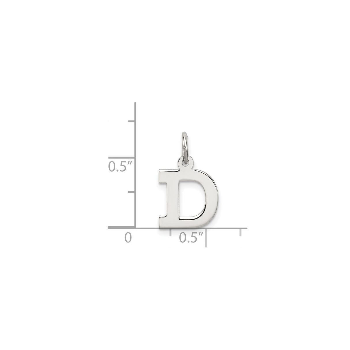 Sterling Silver Initial D Pendant Charm, Block Letter Monogram Design for Women or Unisex