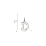 Sterling Silver Initial D Pendant Charm, Block Letter Monogram Design for Women or Unisex